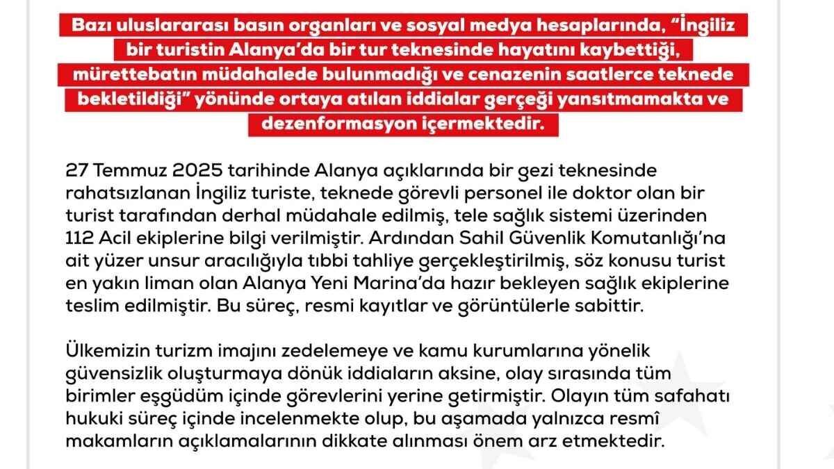 dezenformasyonla mücadele merkezi turistin ölmediğini duyurdu