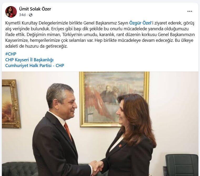 Chp Kayseri İl Başkanı Ümit Özer, Özgür Özel Ile Görüştü Kayseri’ye S