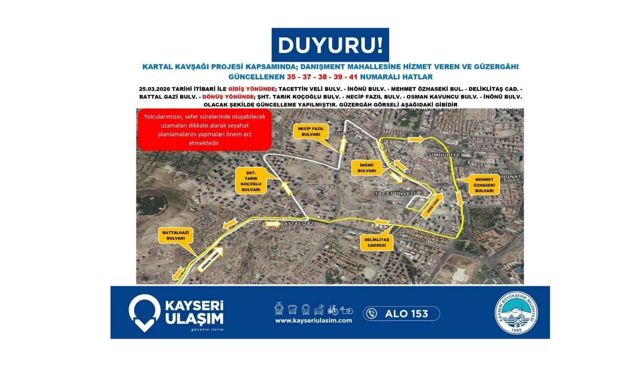 Kayseri Kartal Kavşağı Otobüs Güzergahları (1)