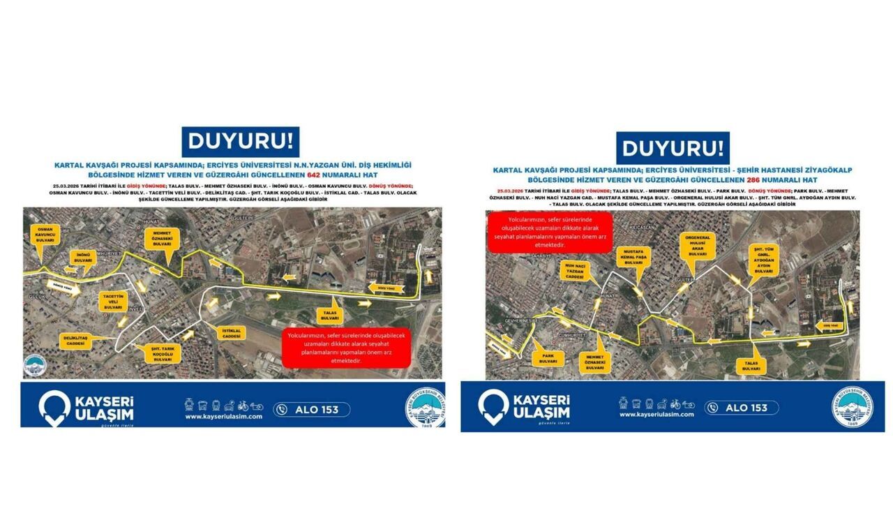 Kayseri Kartal Kavşağı Otobüs Güzergahları (2)