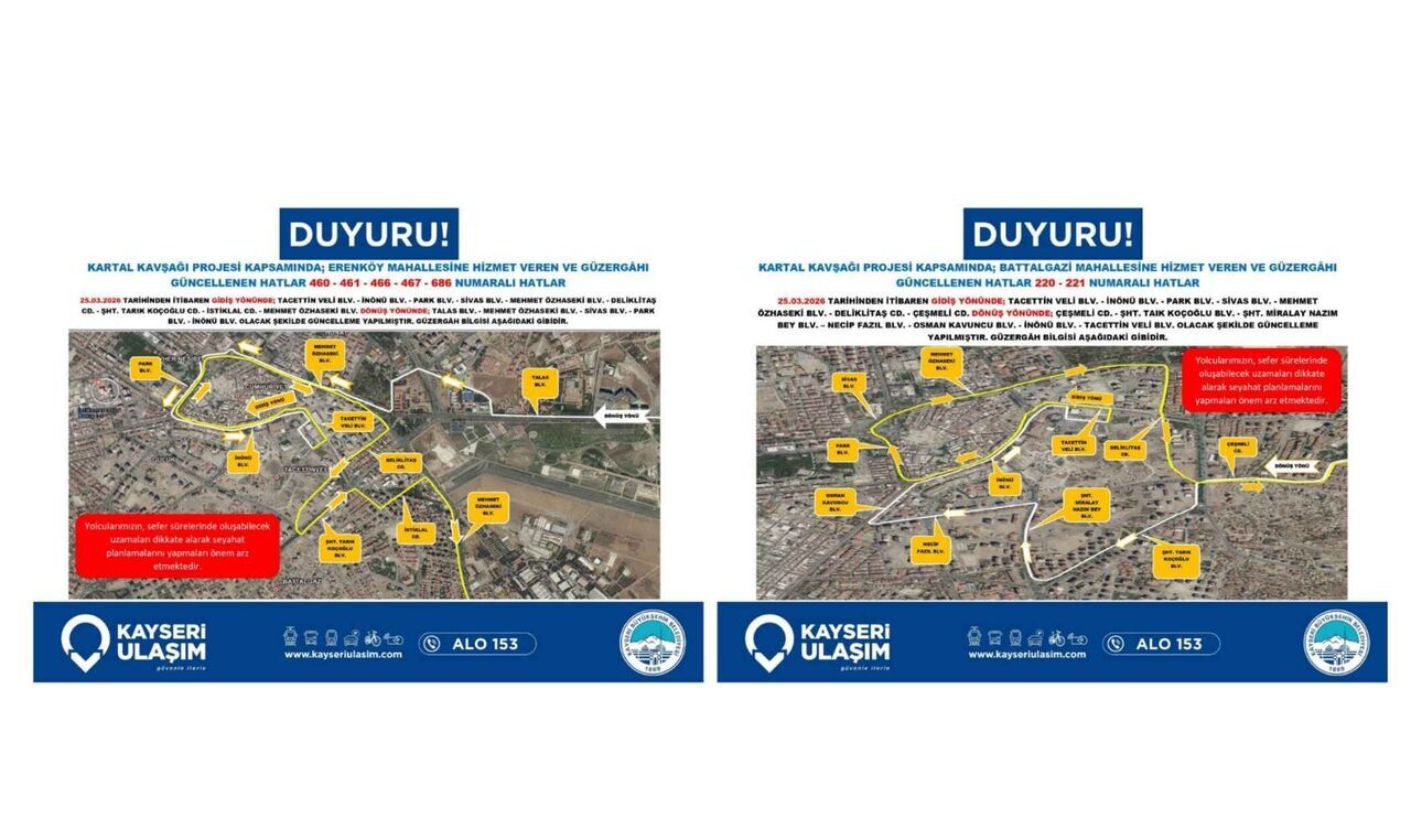 Kayseri Kartal Kavşağı Otobüs Güzergahları (3)