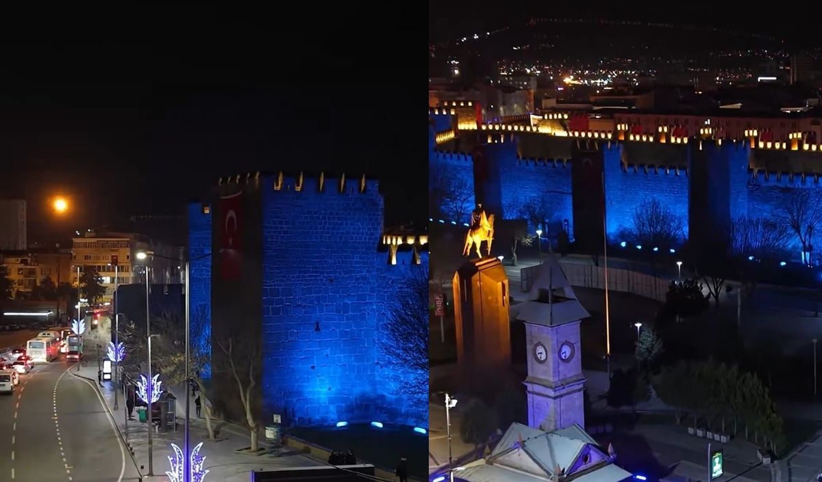 Kayseri'nin Gecesi Maviye Büründü Farkındalık Için Yapılan Değişiklik Dikkat Çekti (1)