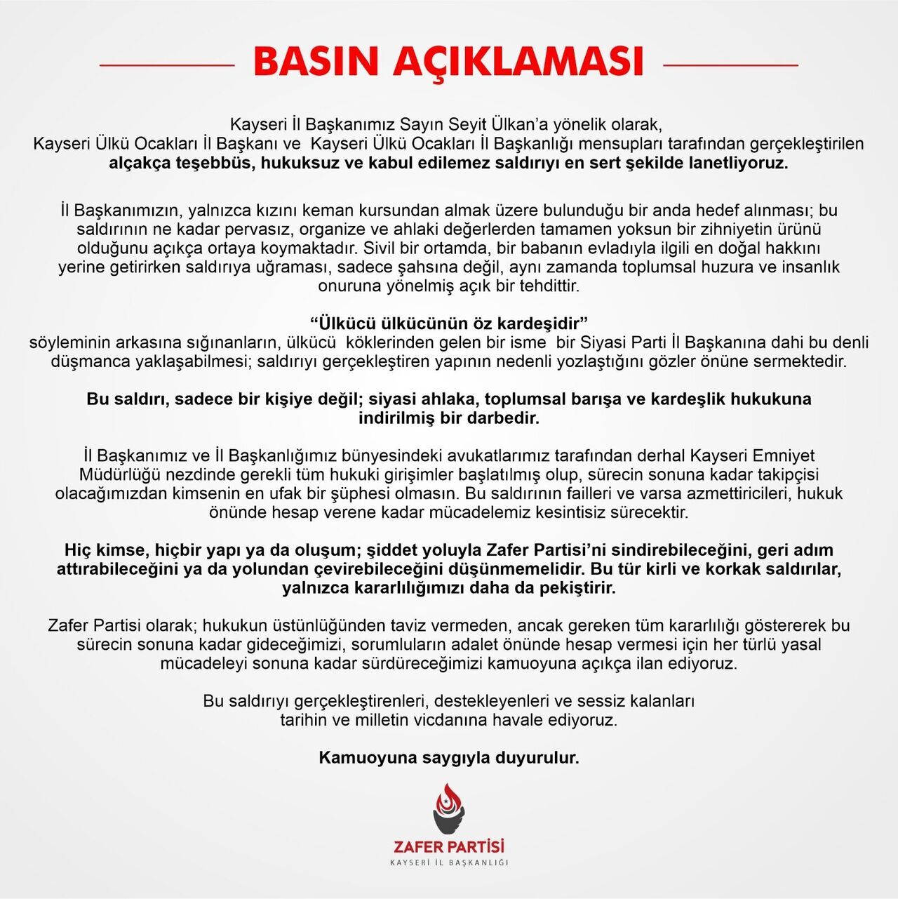zafer partiisi basın açıklması