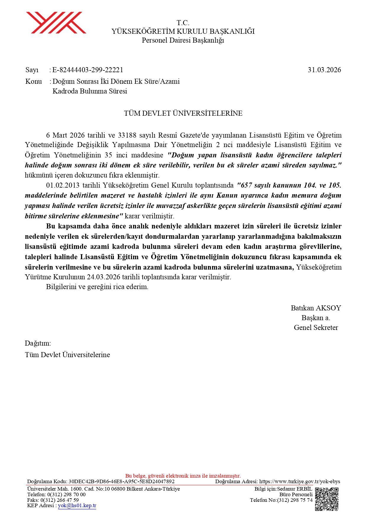 Lisansüstü Kadın Öğrencilere Doğum Izni Sonrası Ek Süre Verilecek (2)
